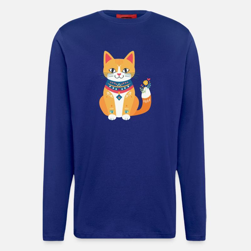 cute folklore cat - Longsleeve - made by SPREAD  - Iconic Blue