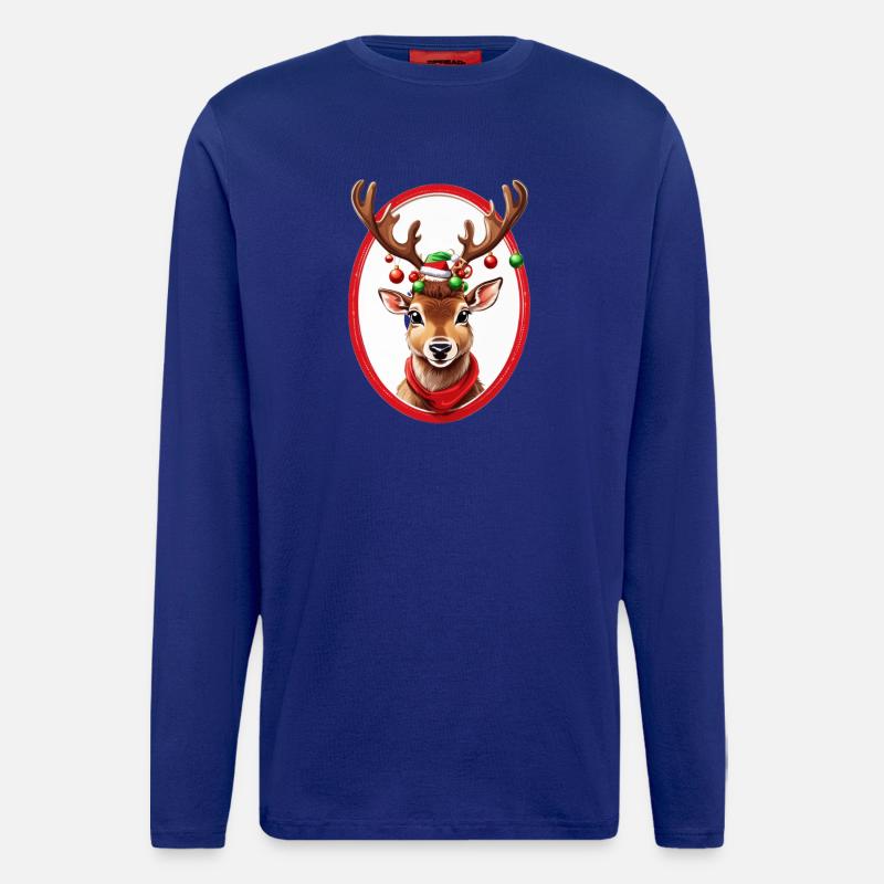 Rentier mit Weihnachtskugeln - Langarmshirt - made by SPREAD  - Iconic Blue