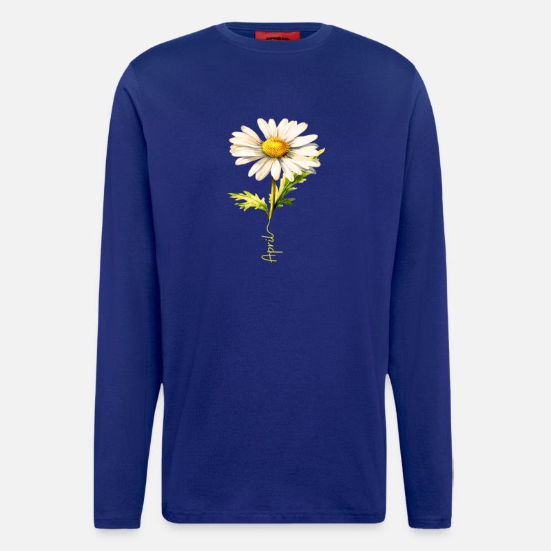 Spring Daisy with April Lettering - Longsleeve - made by SPREAD  - Iconic Blue