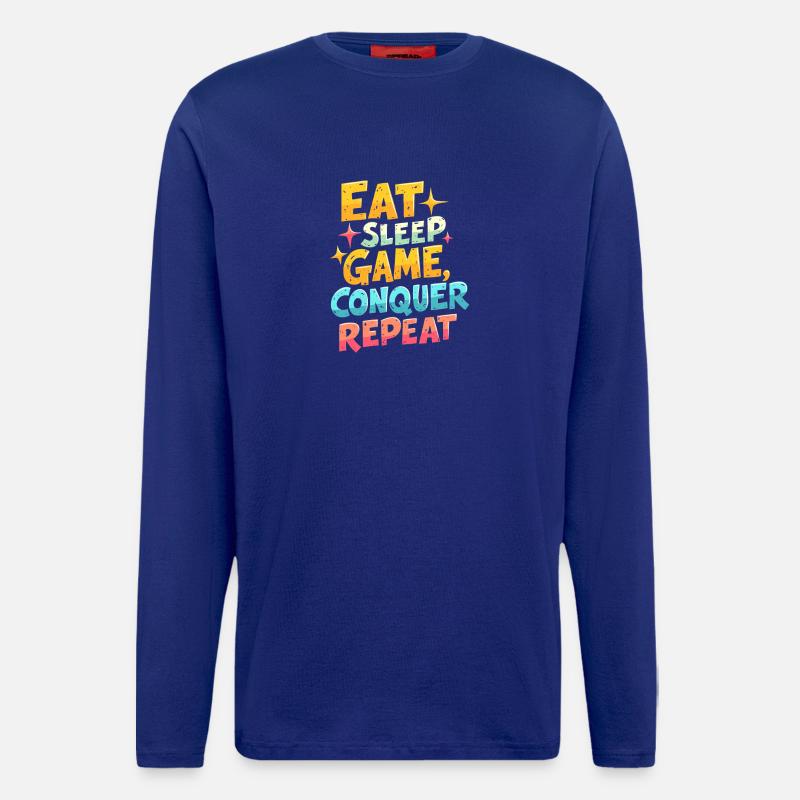 EAT, SLEEP, GAME, CONQUER, REPEAT - Longsleeve - made by SPREAD  - Iconic Blue