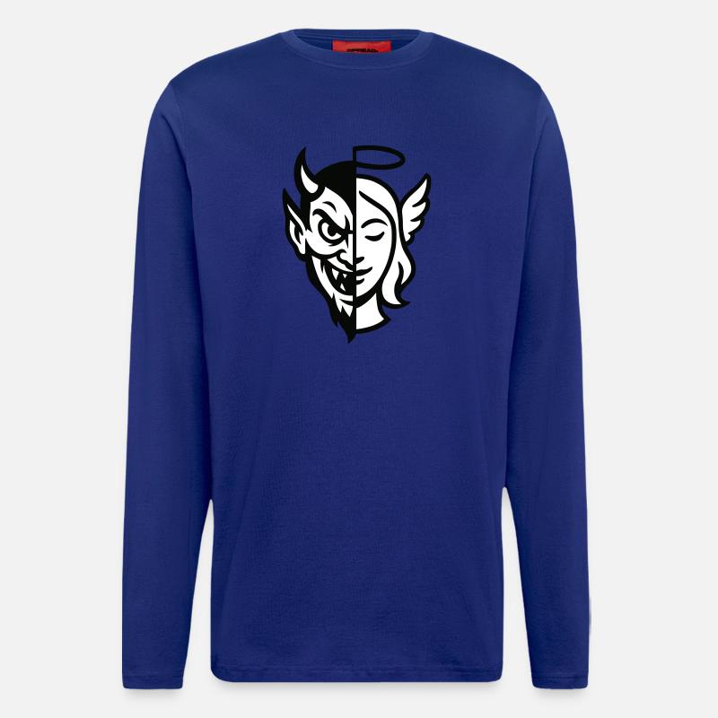 Split Face Dämon Engel - Langarmshirt - made by SPREAD  - Iconic Blue