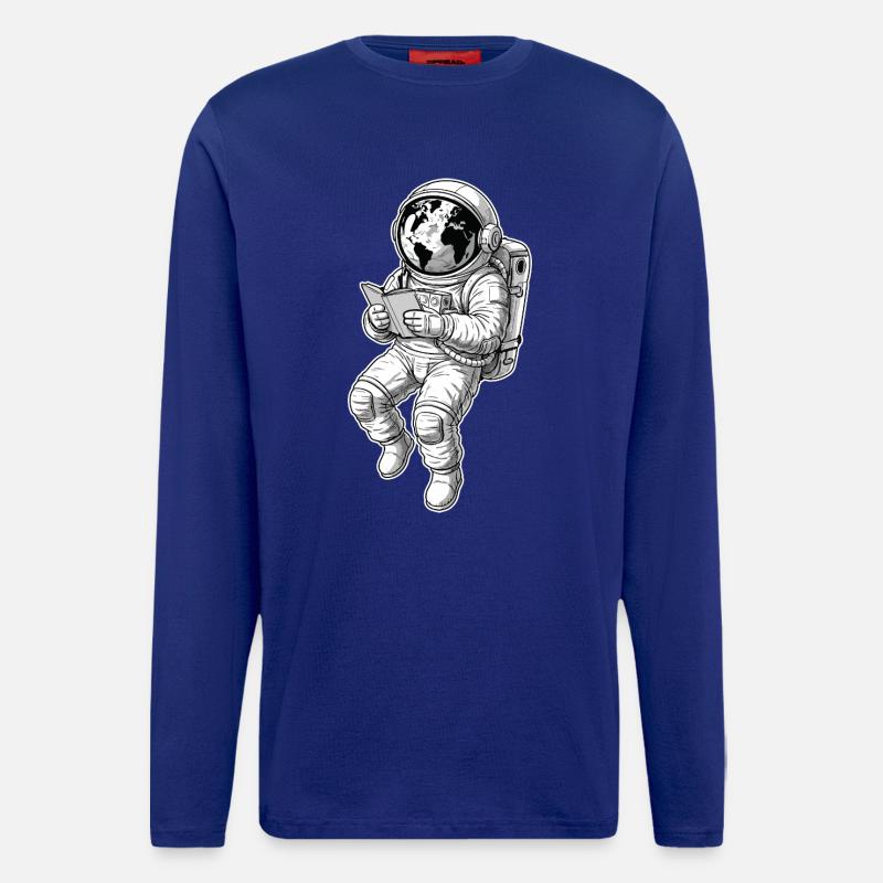 Astronaut Reading Space Earth - Langarmshirt - made by SPREAD  - Iconic Blue
