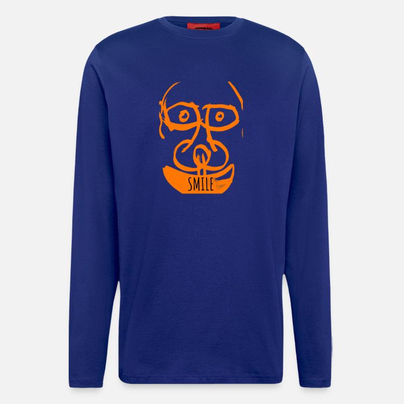 Orange Laughing Face Pattern - Longsleeve - made by SPREAD - Iconic Blue