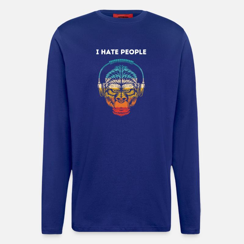 Gorilla Kopfhörer Regenbogen - Langarmshirt - made by SPREAD  - Iconic Blue