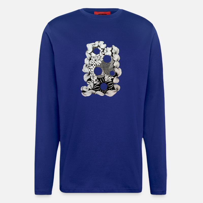Black Flower Ring Pattern - Longsleeve - made by SPREAD  - Iconic Blue