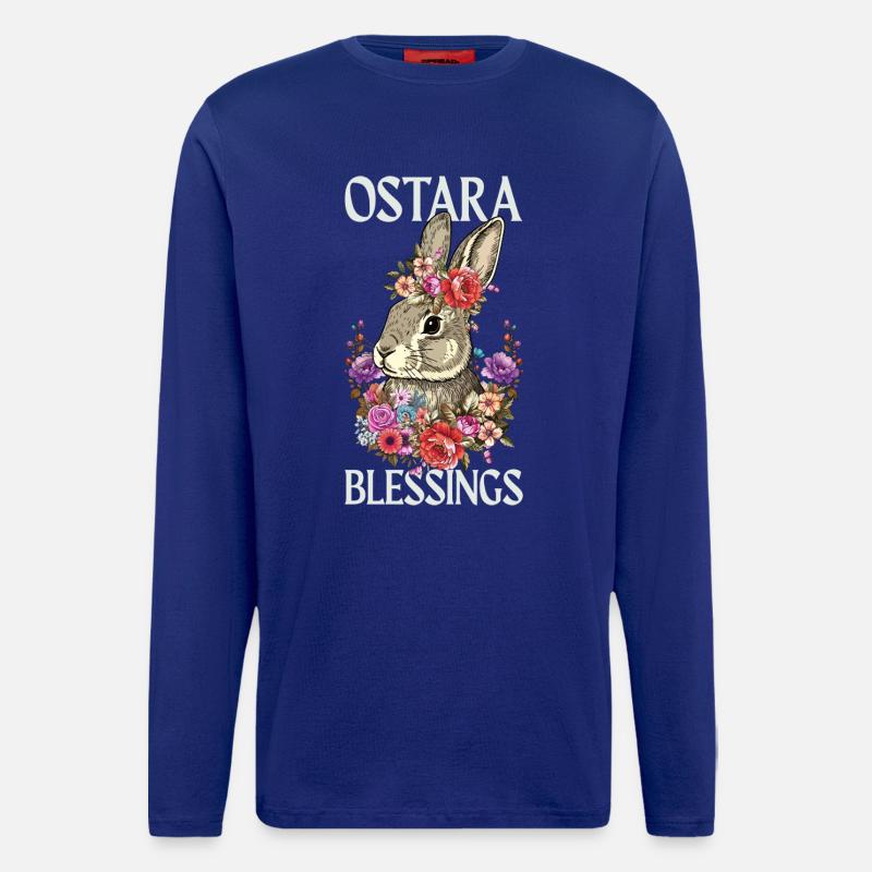 Ostara Blessings Happy Easter Rabbit - Longsleeve - made by SPREAD  - Iconic Blue