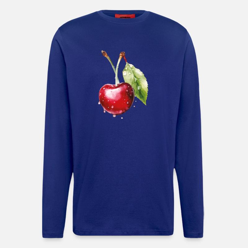 Fruchtige Kirsche mit Wassertröpfchen - Langarmshirt - made by SPREAD  - Iconic Blue