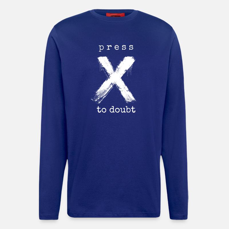 Press X to Doubt - Longsleeve - made by SPREAD  - Iconic Blue