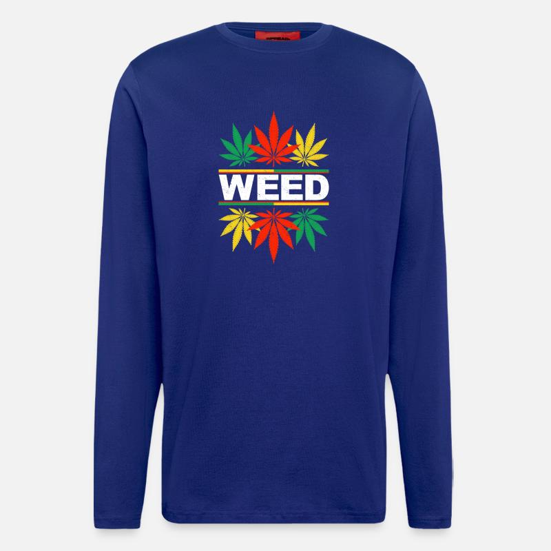 Vibrant Cannabis Leaf Pattern Design - Longsleeve - made by SPREAD  - Iconic Blue