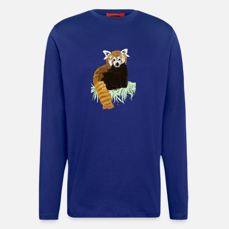 Roter Pandabaer auf Heu sitzend - Langarmshirt - made by SPREAD  - Iconic Blue
