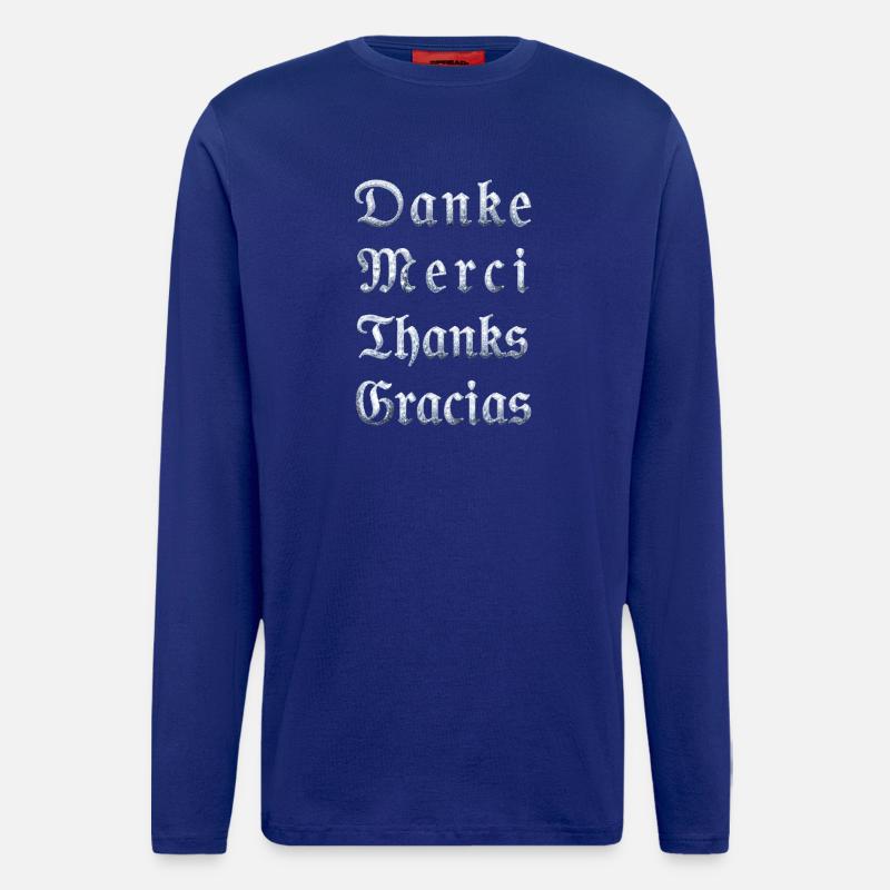 Multilinguale Dankesbotschaft Eiskristall - Langarmshirt - made by SPREAD - Iconic Blue