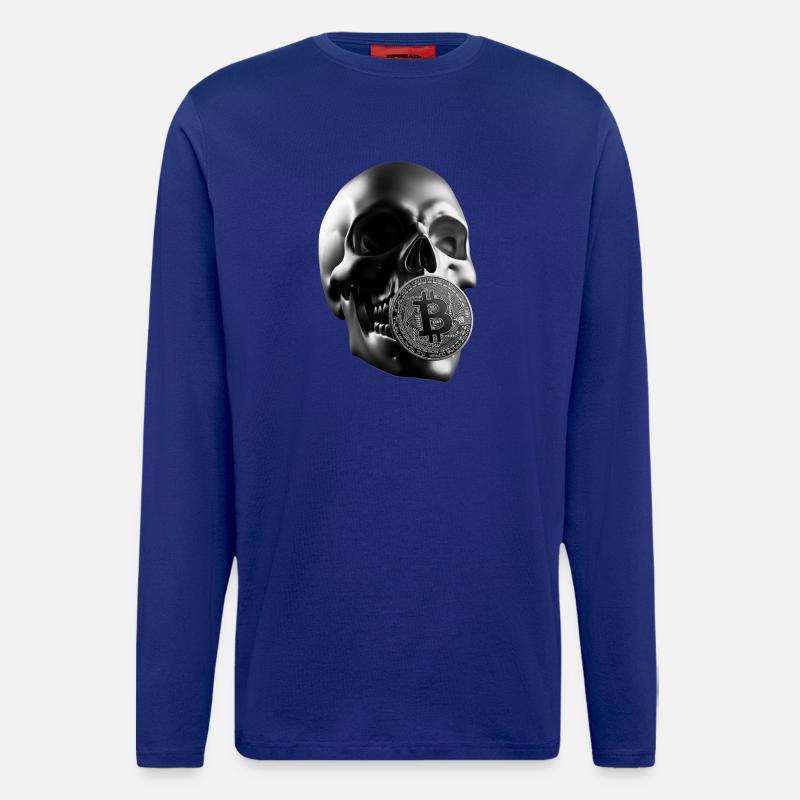 Bitcoin Skull Skull Crypto Design - Longsleeve - made by SPREAD - Iconic Blue