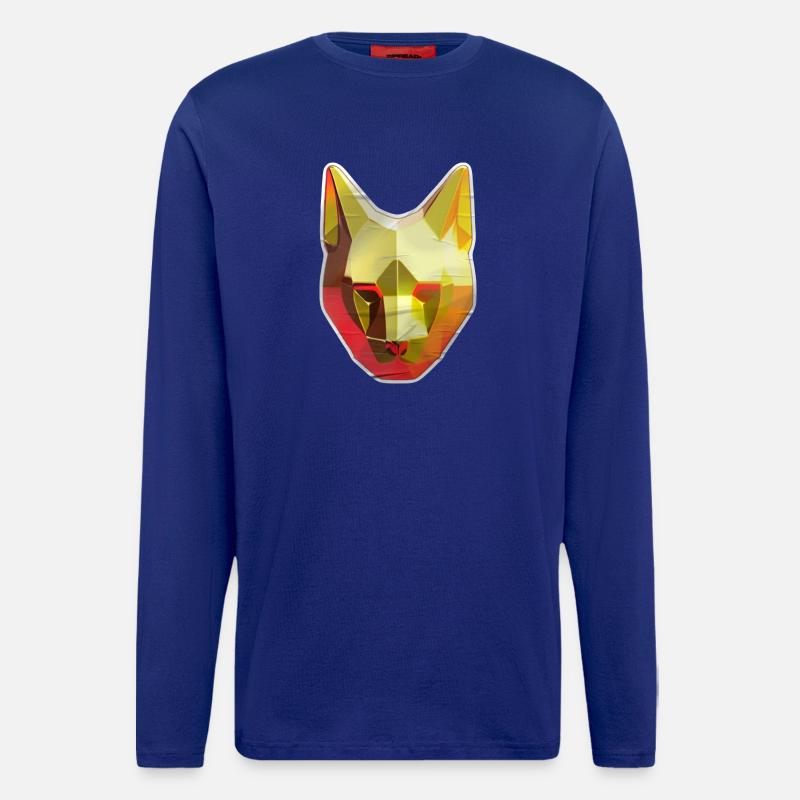 Katze Polygon in Gold - Langarmshirt - made by SPREAD - Iconic Blue