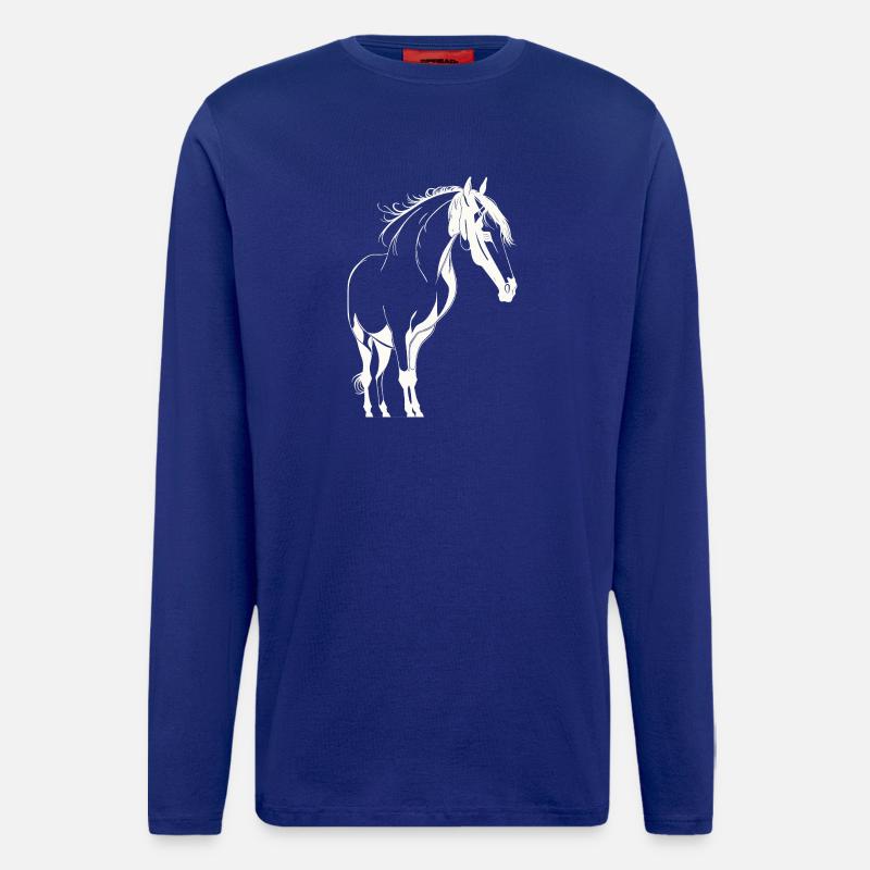 Cheval majestueux - Manches longues bio décontracté fabriqué en UE - Iconic Blue