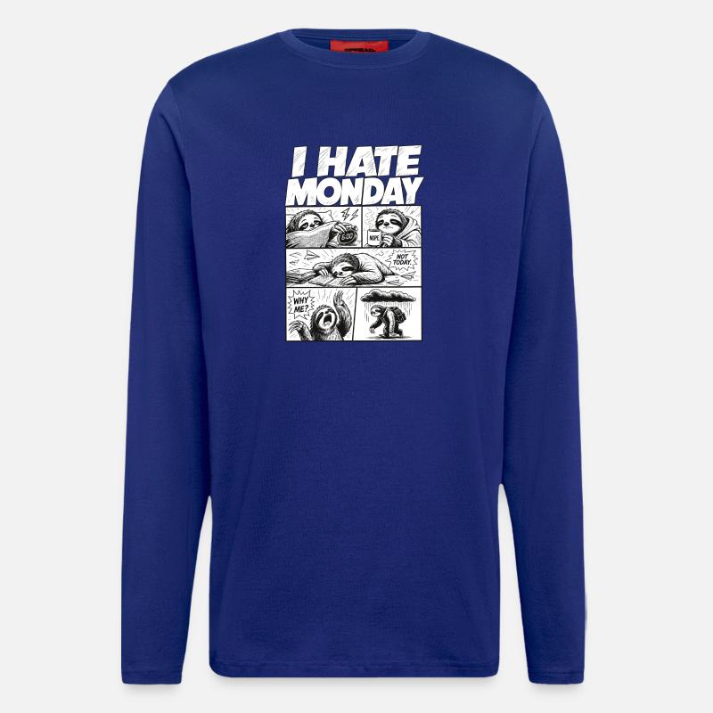 I Hate Monday Sloth Comic - Langarmshirt - made by SPREAD  - Iconic Blue