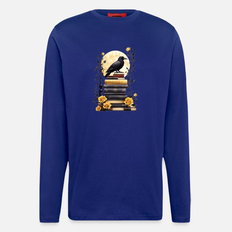 Stack of books with raven - Longsleeve - made by SPREAD  - Iconic Blue