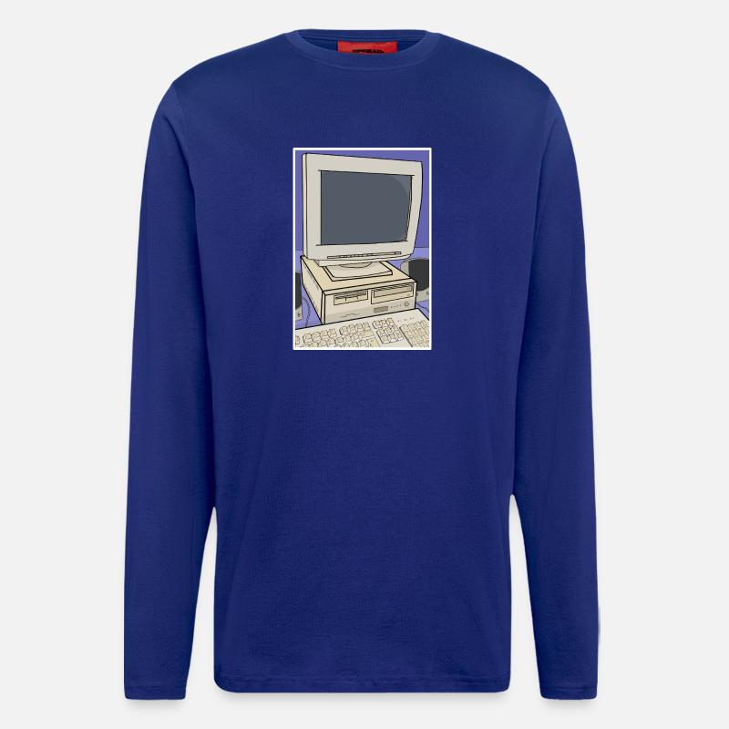 Retro-Computer-Desktop-Einrichtung - Langarmshirt - made by SPREAD  - Iconic Blue