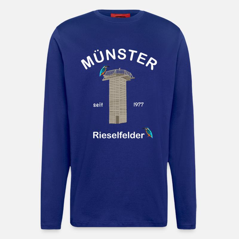 Münster, Rieselfelder, Vogelschutz, Eisvogel - Langarmshirt - made by SPREAD - Iconic Blue