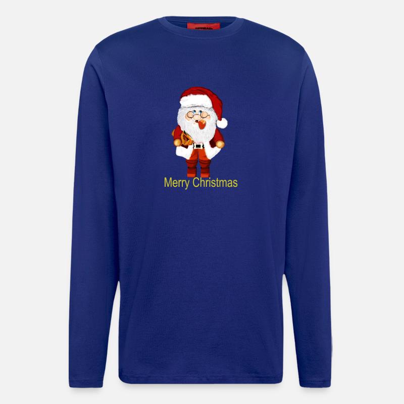 Weihnachtsmann mit Geschenkpaket - Langarmshirt - made by SPREAD  - Iconic Blue