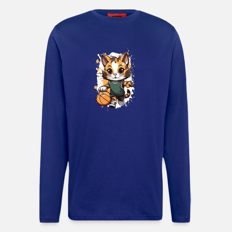 Chaton dans un match de basket - Manches longues bio décontracté fabriqué en UE - Iconic Blue