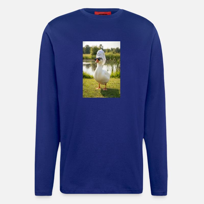 Spa-Ente mit Sonnenbrille - Langarmshirt - made by SPREAD  - Iconic Blue