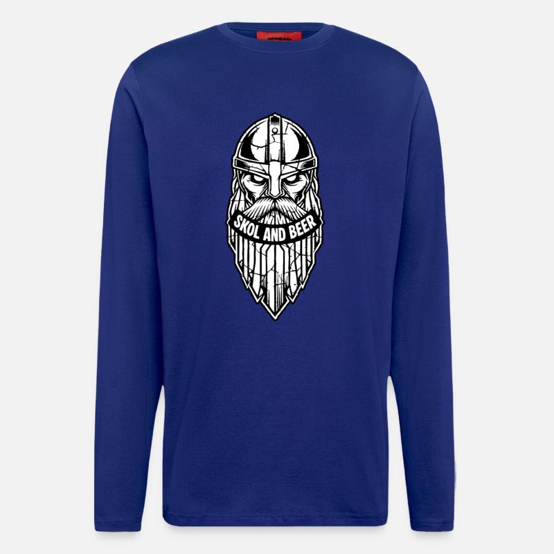 Maskottchen Wikinger-Skol und Bier-Krieger-Bart-Maskottchen - Langarmshirt - made by SPREAD  - Iconic Blue