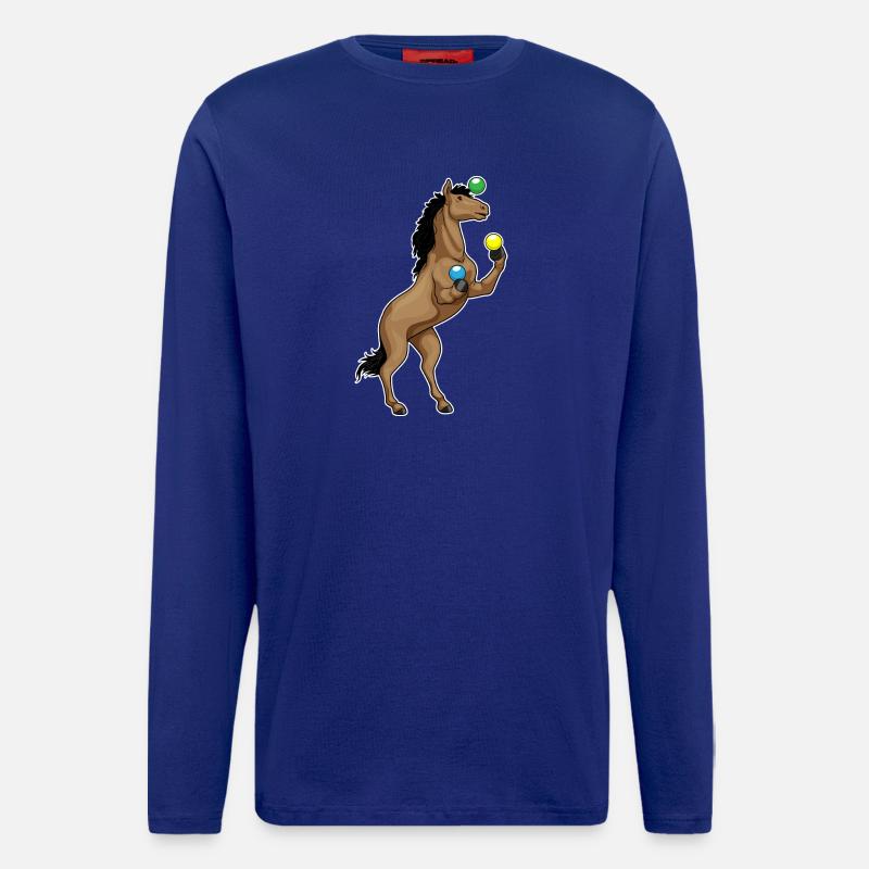 Jongleur de cheval - Manches longues bio décontracté fabriqué en UE - Iconic Blue