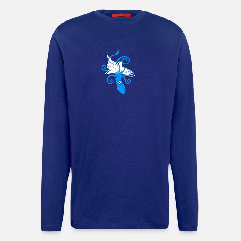Squid vs Space Shuttle - Langarmshirt - made by SPREAD  - Iconic Blue