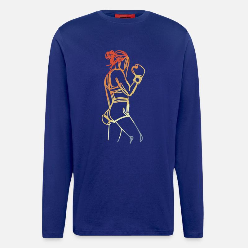 Weiblicher Boxer Retro - Langarmshirt - made by SPREAD  - Iconic Blue