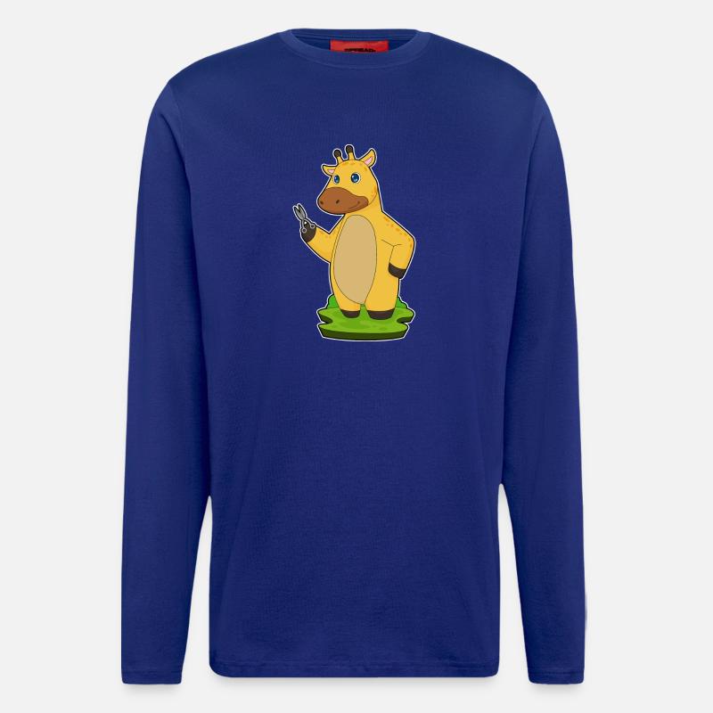 Giraffe Friseur Schere - Langarmshirt - made by SPREAD  - Iconic Blue