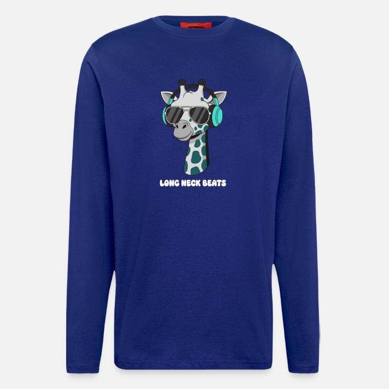 Giraffe DJ with headphones - Longsleeve - made by SPREAD  - Iconic Blue