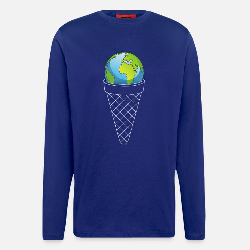 Planet Erde und Eiscreme - Langarmshirt - made by SPREAD  - Iconic Blue