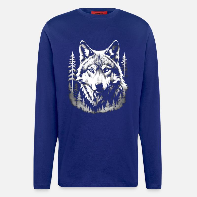 Wolf, Forest - Longsleeve - made by SPREAD  - Iconic Blue