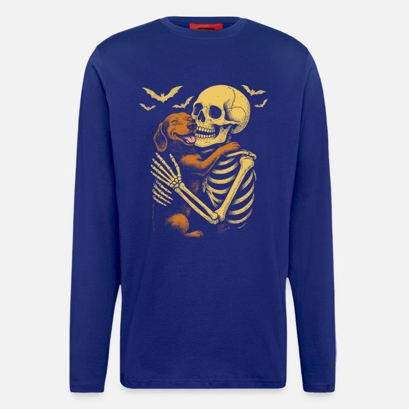 Halloween Cute Skeleton Cuddly Dachshund - Longsleeve - made by SPREAD  - Iconic Blue