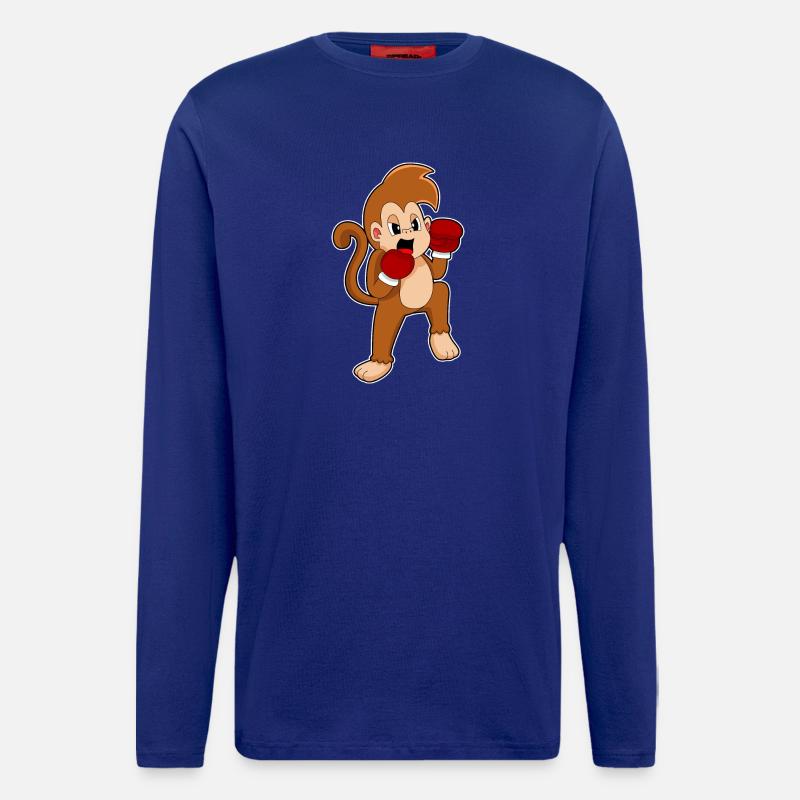Affe Boxer Boxhandschuhe Boxen - Langarmshirt - made by SPREAD  - Iconic Blue