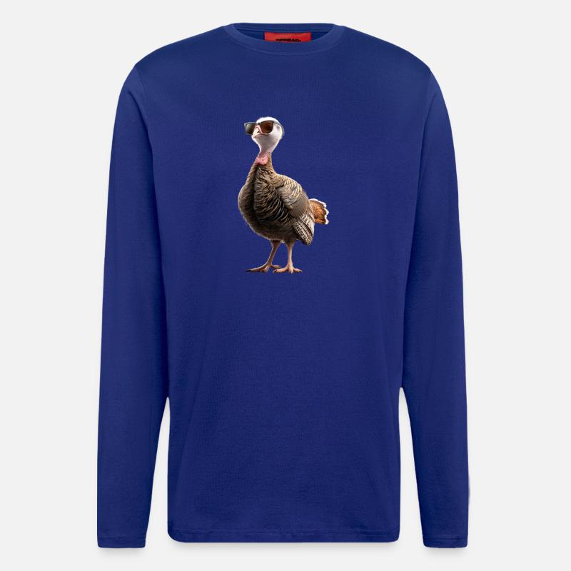 Dinde Poules Oiseaux Dinde - Manches longues bio décontracté fabriqué en UE - Iconic Blue