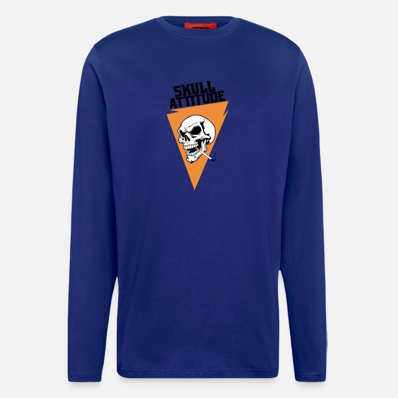Rebell Totenschädel mit Dreieck Zigarette - Langarmshirt - made by SPREAD  - Iconic Blue