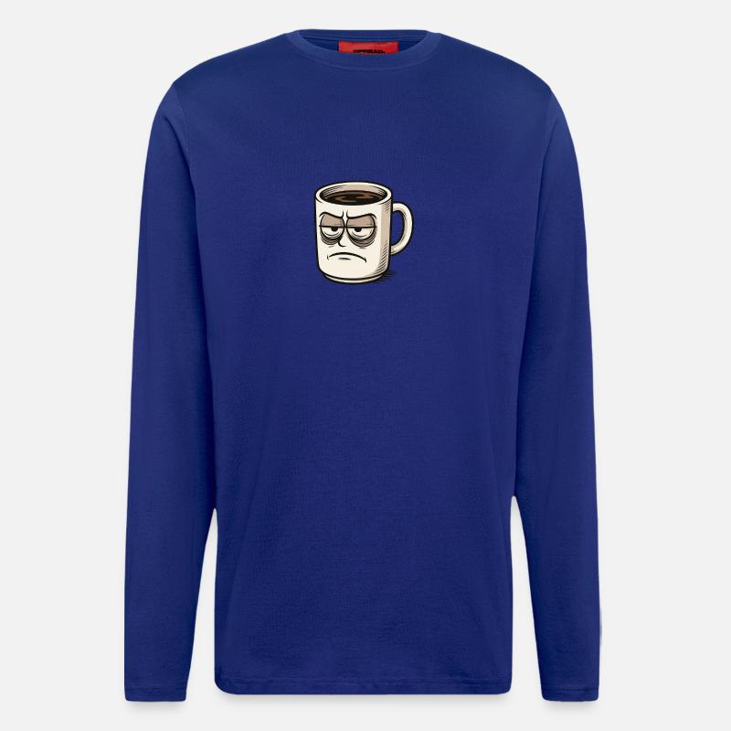 Kaffeetasse mit mürrischem Gesicht - Langarmshirt - made by SPREAD  - Iconic Blue