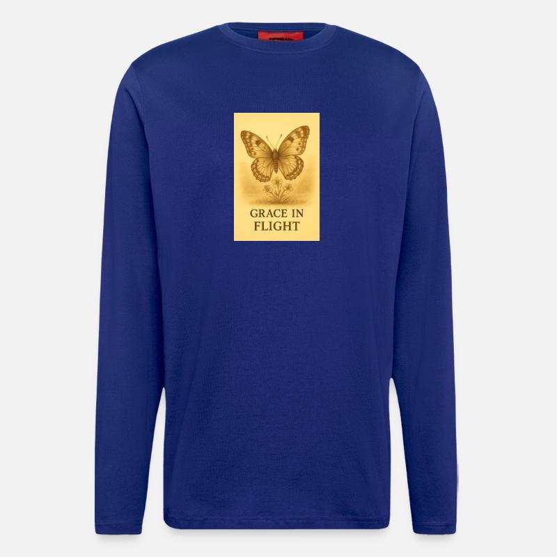 Gnade im Flug Schmetterlingsblüte - Langarmshirt - made by SPREAD  - Iconic Blue
