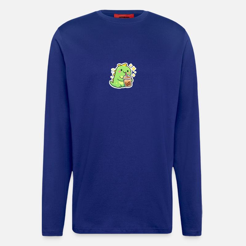 Süßer Dino mit Bubble Tea - Langarmshirt - made by SPREAD - Iconic Blue