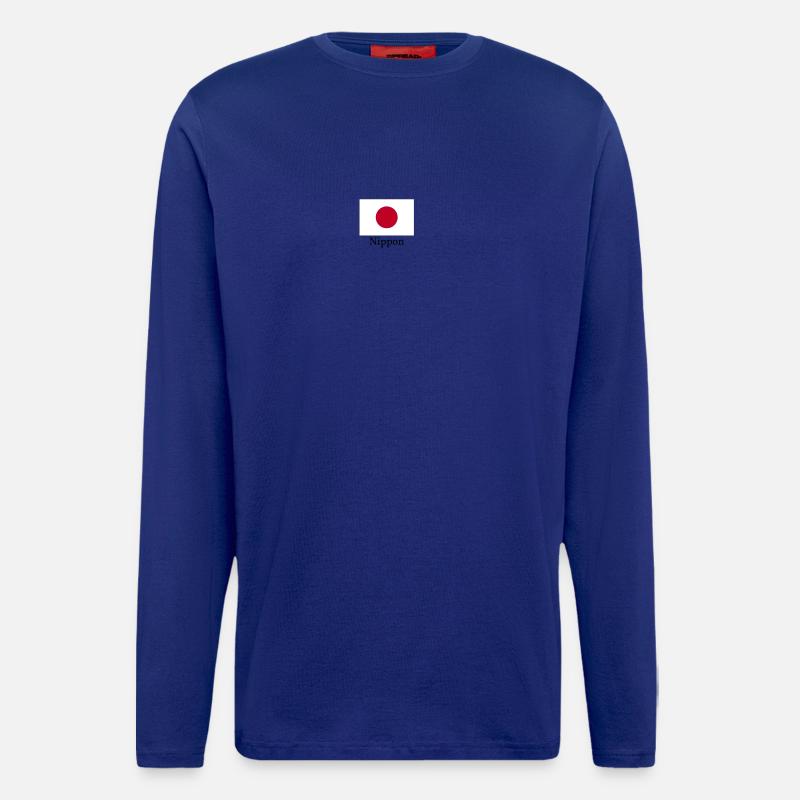 Conception du drapeau japonais - Manches longues bio décontracté fabriqué en UE - Iconic Blue