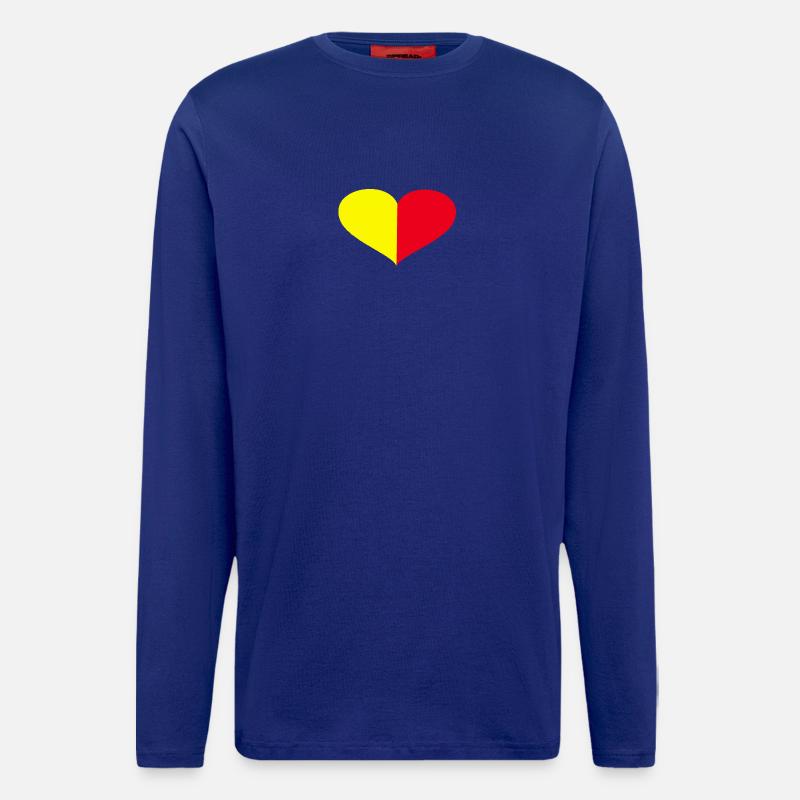 Herz schlägt gelb rot - Langarmshirt - made by SPREAD  - Iconic Blue