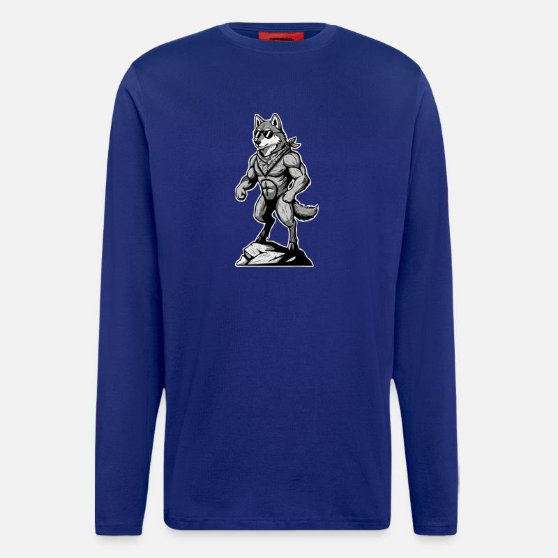 Wandern Wanderer Bergsteiger Berg Wolf  - Langarmshirt - made by SPREAD  - Iconic Blue