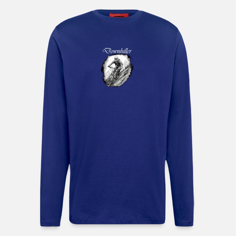 Downhiller weiß - Langarmshirt - made by SPREAD  - Iconic Blue