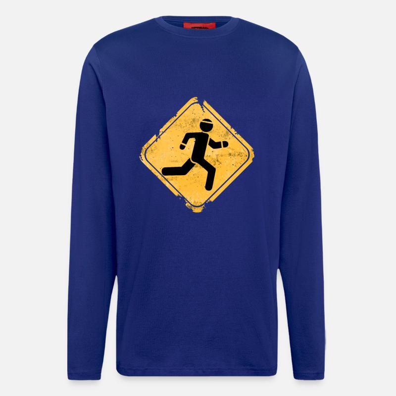 Grunge Runner Überquerungs-Warnschild - Langarmshirt - made by SPREAD  - Iconic Blue