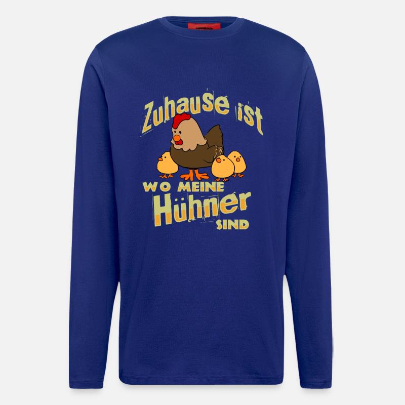 Hühner Bauern Bauernhof zuhause - Langarmshirt - made by SPREAD  - Iconic Blue