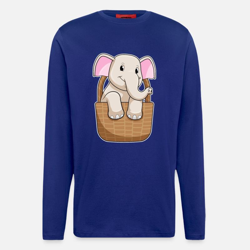 Elefant Korb - Langarmshirt - made by SPREAD  - Iconic Blue