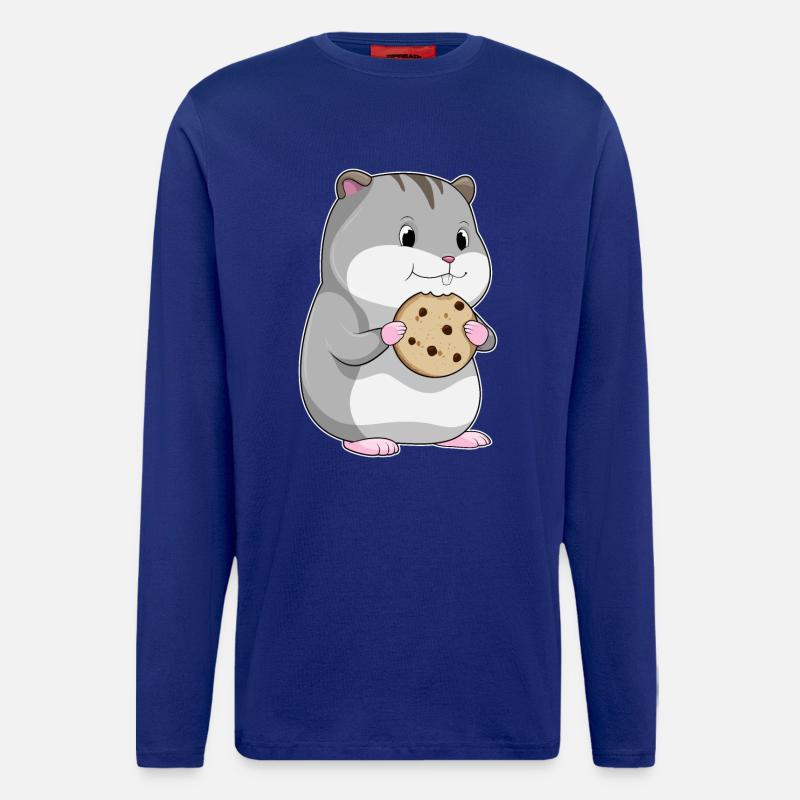 Hamster avec biscuit - Manches longues bio décontracté fabriqué en UE - Iconic Blue