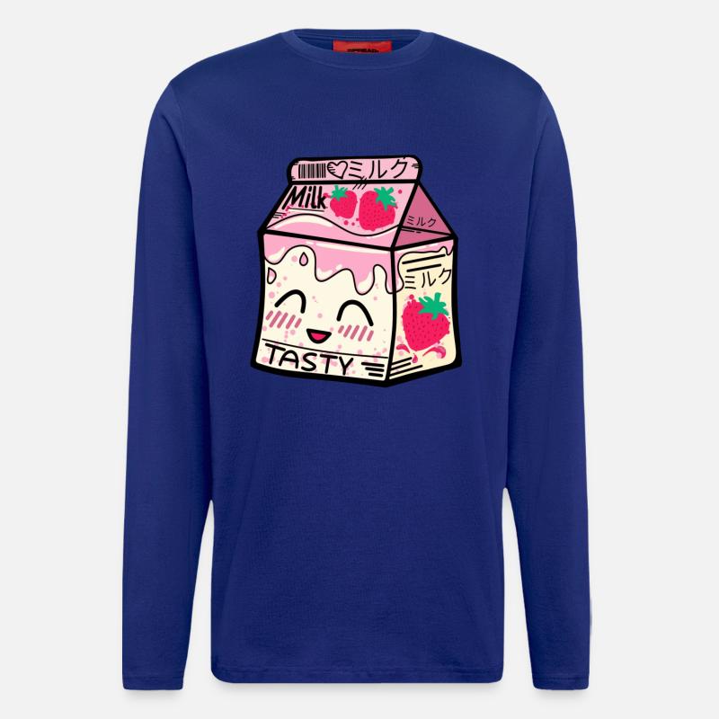 Erdbeer Milch Packung kawaii - Langarmshirt - made by SPREAD  - Iconic Blue