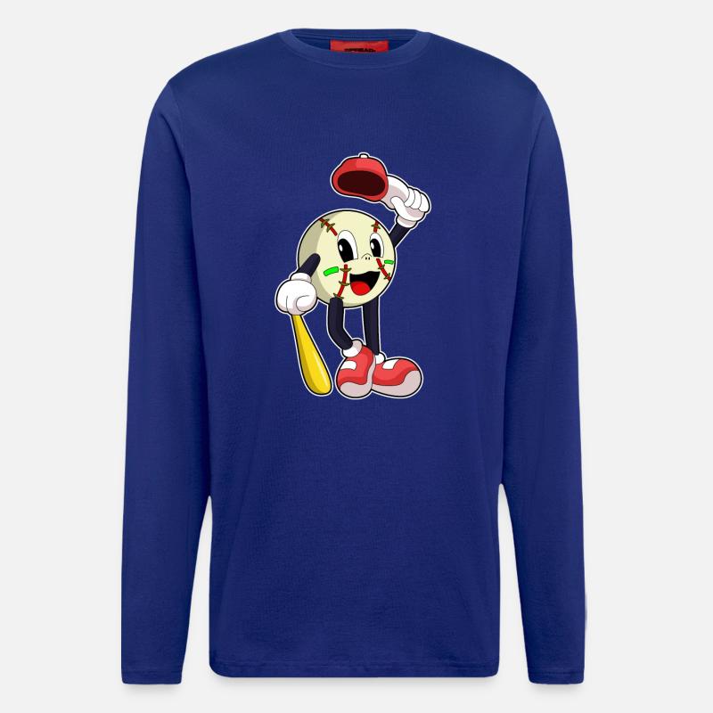 Baseball avec batte de baseball - Manches longues bio décontracté fabriqué en UE - Iconic Blue